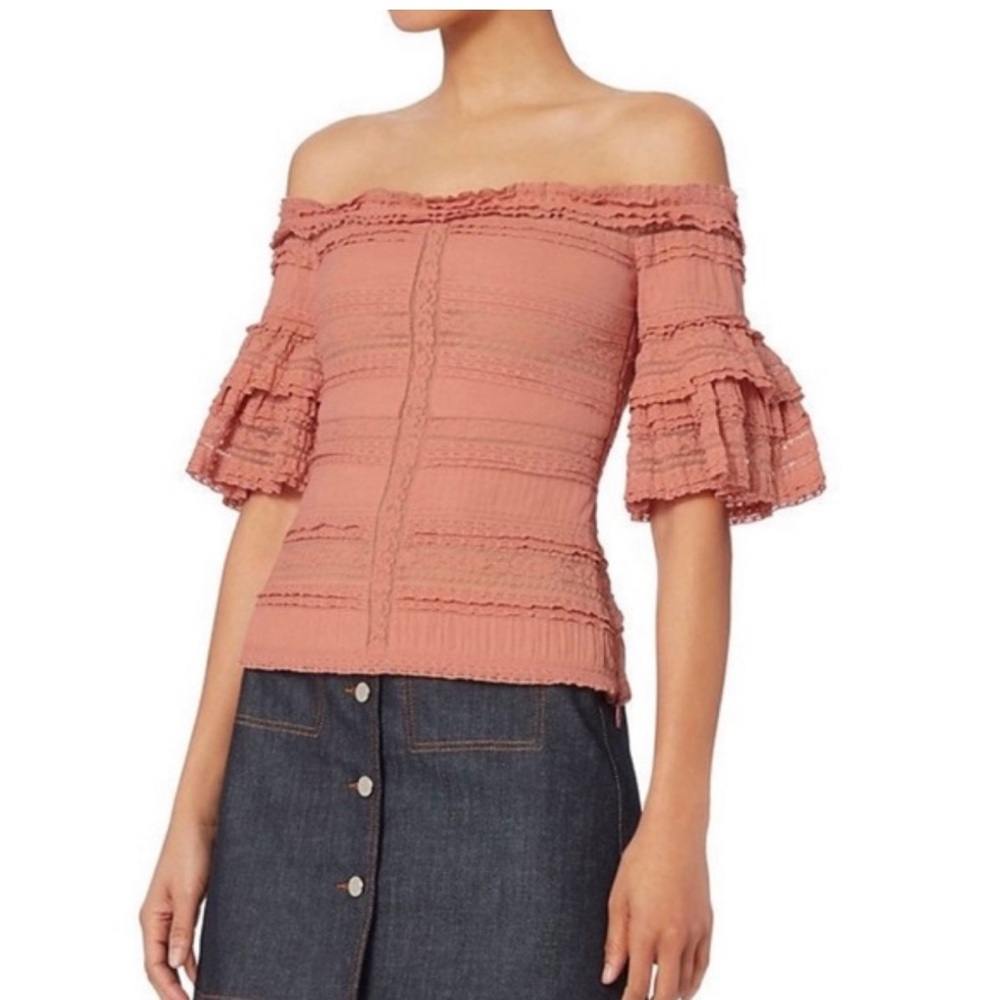 Cinq à Sept Off-Shoulder Ruffle Blouse - Dusty Pink